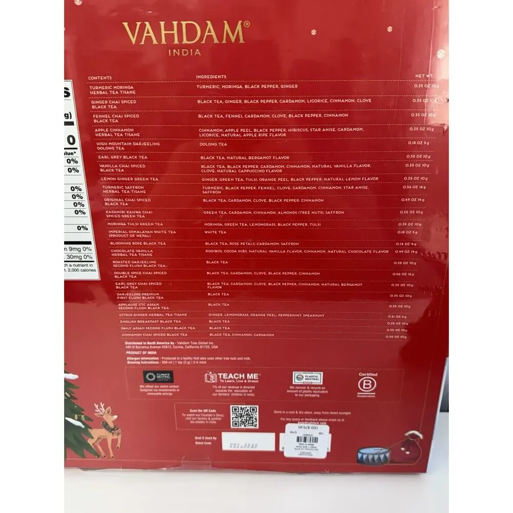 Williams Sonoma Vandam Advent Calender NEW SEALED 24 Teas Of Christmas